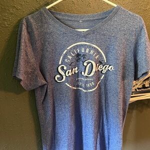 San Diego California Blue V-Neck T-Shirt